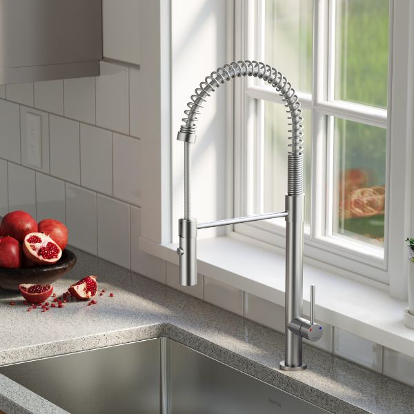 Bluffton Single Hole Single Handle Pull-Down Sprayer Kitchen Faucet In Stainless Steel