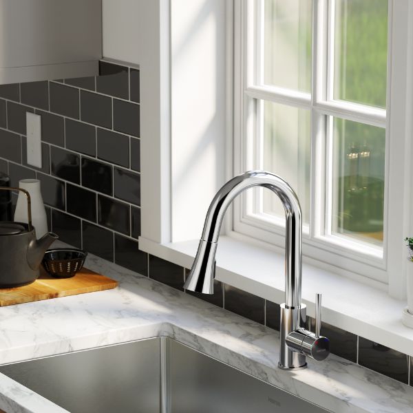Weybridge Single Hole Single Handle Pull-Down Sprayer Kitchen Faucet In Chrome