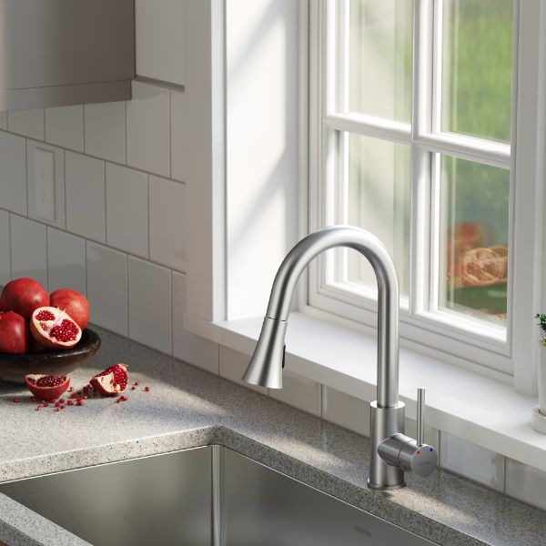 Weybridge Single Hole Single Handle Pull-Down Sprayer Kitchen Faucet In Stainless Steel
