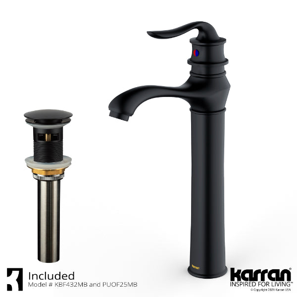 Dartford Single Hole Single Handle Bathroom Faucet with Matching Pop-up Drain In Matte Black