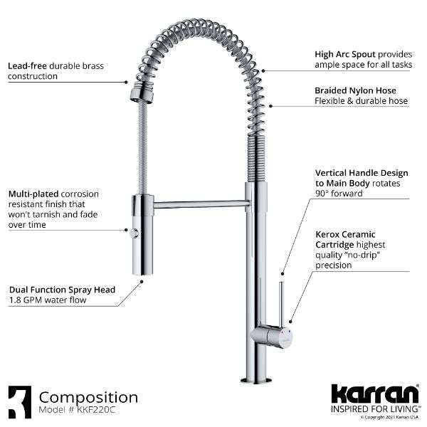 Bluffton Single Hole Single Handle Pull-Down Sprayer Kitchen Faucet In Chrome