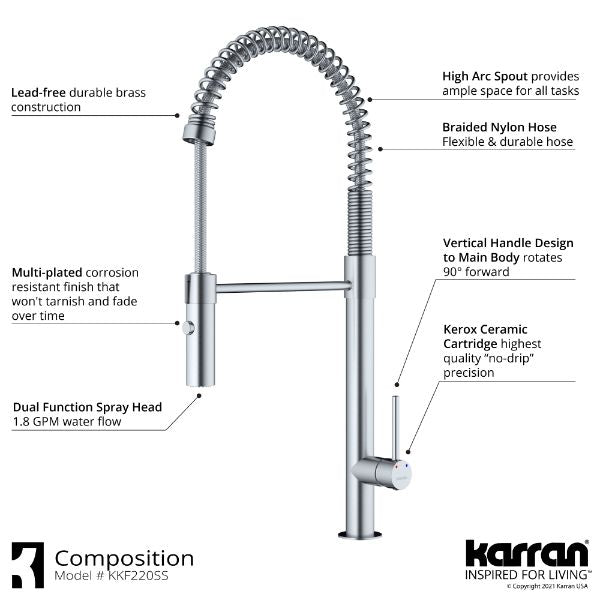 Bluffton Single Hole Single Handle Pull-Down Sprayer Kitchen Faucet In Stainless Steel