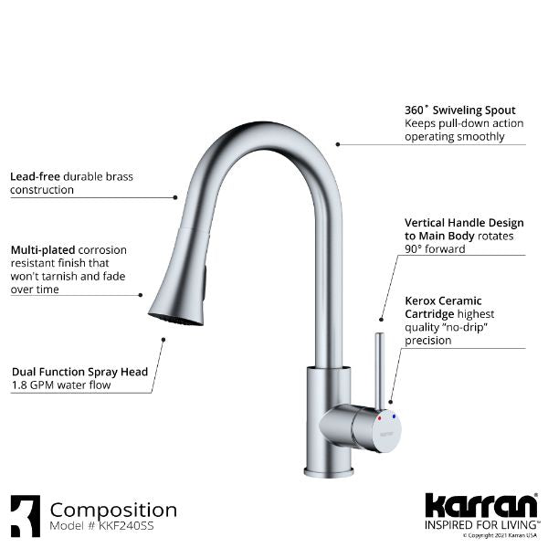 Weybridge Single Hole Single Handle Pull-Down Sprayer Kitchen Faucet In Stainless Steel