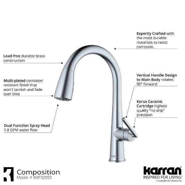 Kentland Single Hole Single Handle Pull-Down Sprayer Kitchen Faucet In Stainless Steel
