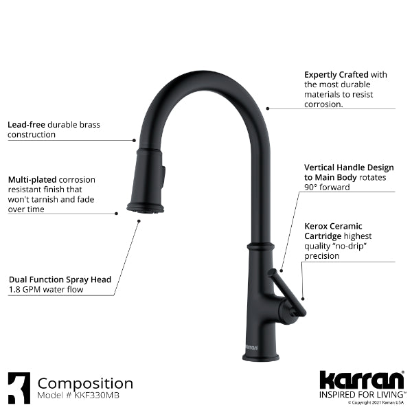 Elwood Single Hole Single Handle Pull-Down Sprayer Kitchen Faucet In Matte Black