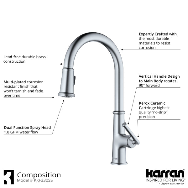 Elwood Single Hole Single Handle Pull-Down Sprayer Kitchen Faucet In Stainless Steel