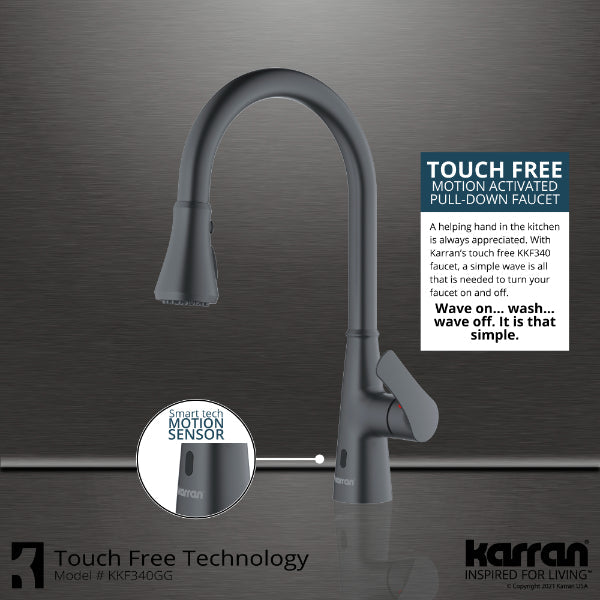 Kadoma Single Hole Single Handle Pull-Down Sprayer Sensor Kitchen Faucet In Gunmetal Grey