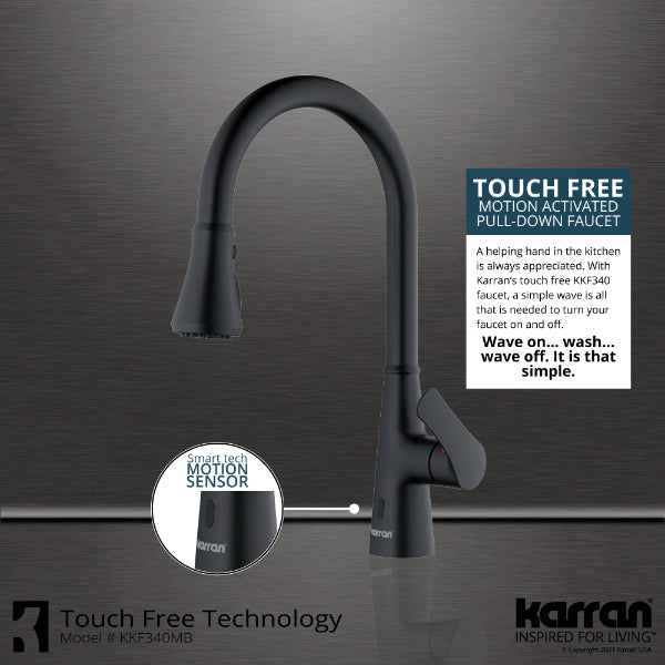 Kadoma Single Hole Single Handle Pull-Down Sprayer Sensor Kitchen Faucet In Matte Black