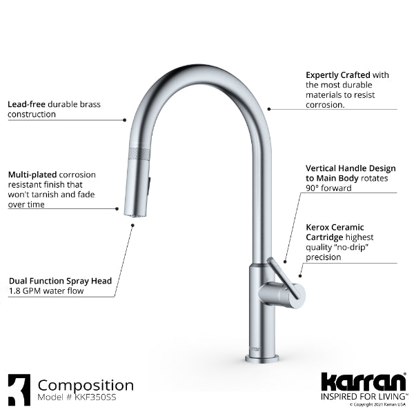 Lagrange Single Hole Single Handle Pull-Down Sprayer Kitchen Faucet In Stainless Steel