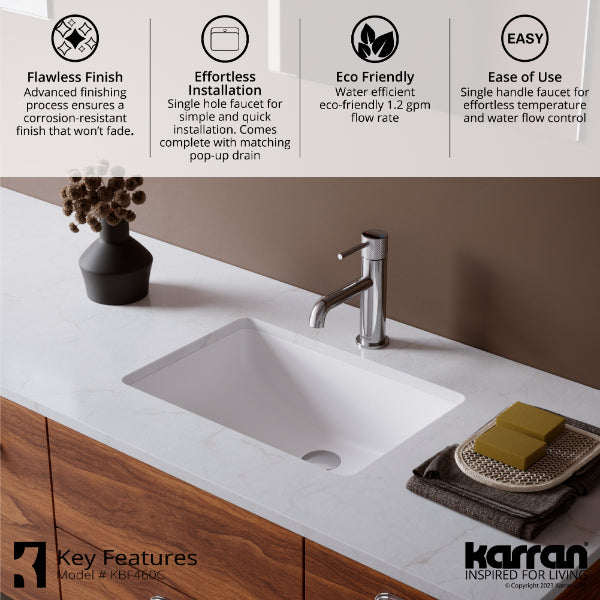 Tryst Single Hole Single Handle Bathroom Faucet with Matching Pop-up Drain In Chrome