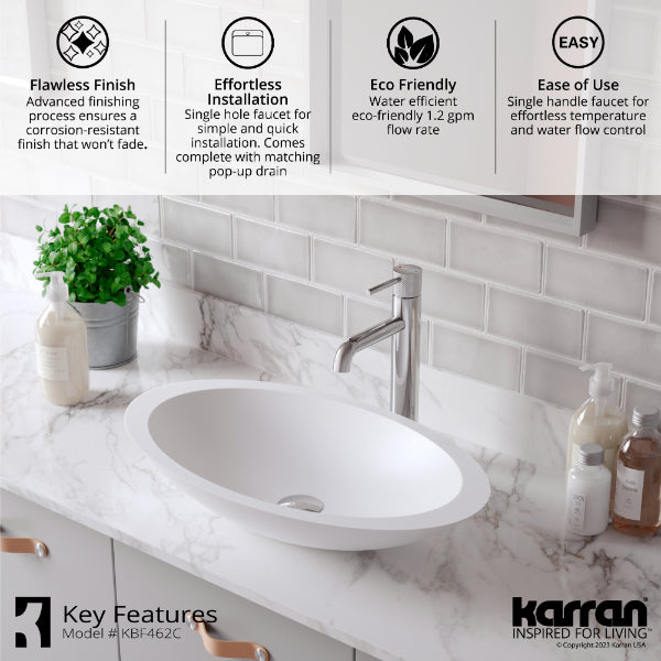Tryst Single Hole Single Handle Bathroom Faucet with Matching Pop-up Drain In Chrome