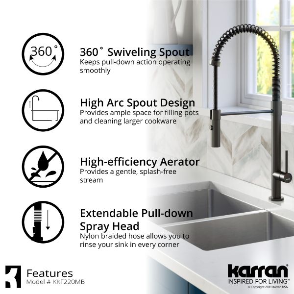 Bluffton Single Hole Single Handle Pull-Down Sprayer Kitchen Faucet In Matte Black
