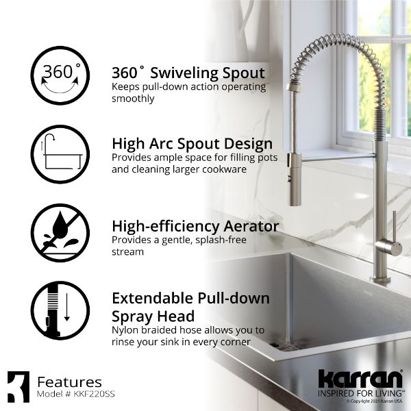 Bluffton Single Hole Single Handle Pull-Down Sprayer Kitchen Faucet In Stainless Steel