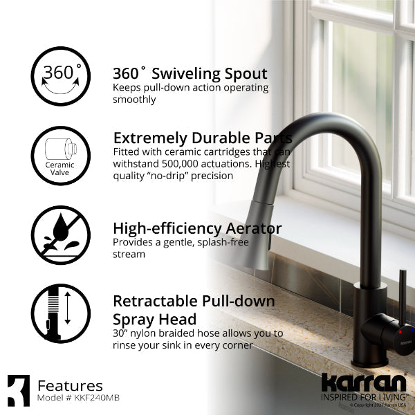 Weybridge Single Hole Single Handle Pull-Down Sprayer Kitchen Faucet In Matte Black
