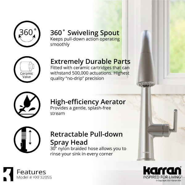 Kentland Single Hole Single Handle Pull-Down Sprayer Kitchen Faucet In Stainless Steel
