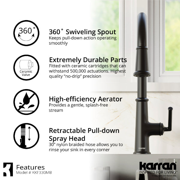 Elwood Single Hole Single Handle Pull-Down Sprayer Kitchen Faucet In Matte Black
