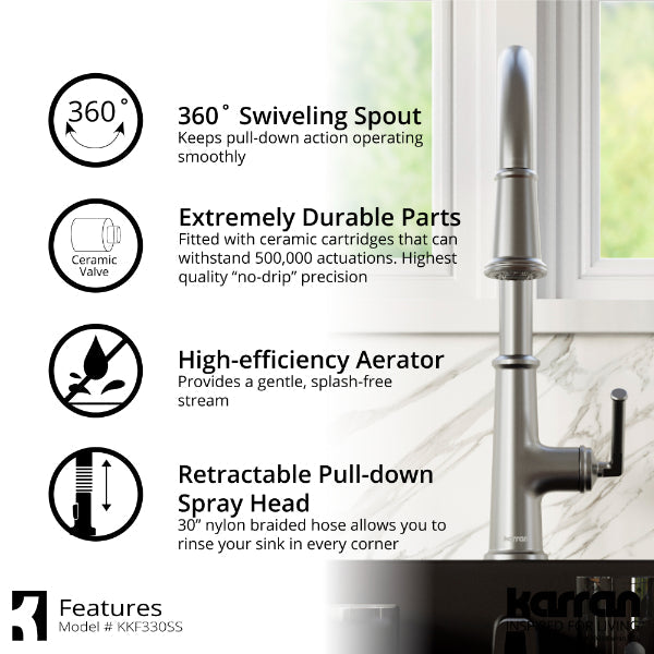 Elwood Single Hole Single Handle Pull-Down Sprayer Kitchen Faucet In Stainless Steel