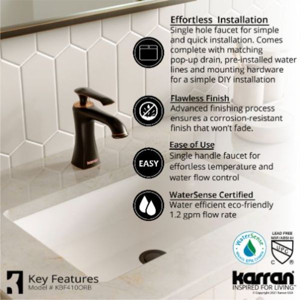Woodburn Single Hole Single Handle Bathroom Faucet with Matching Pop-Up Drain In Oil-Rubbed Bronze