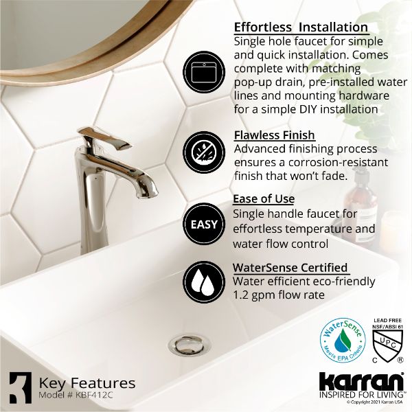 Woodburn Single Hole Single Handle Bathroom Faucet with Matching Pop-Up Drain In Chrome