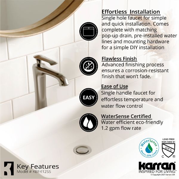 Woodburn Single Hole Single Handle Bathroom Faucet with Matching Pop-Up Drain In Stainless Steel