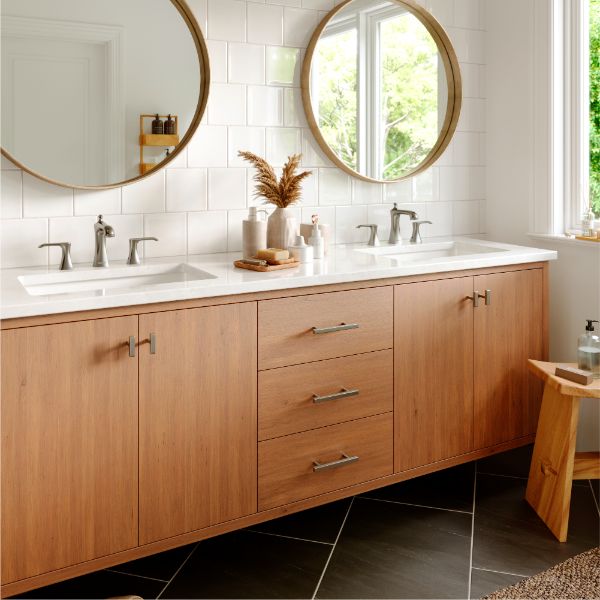 Woodburn Widespread Three-Hole 2-Handle Bathroom Faucet with Matching Pop-Up Drain In Stainless Steel