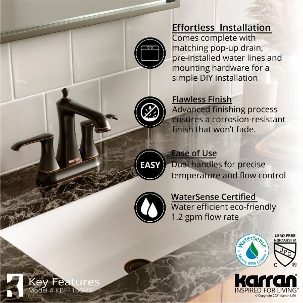 Woodburn Two-Hole 2-Handle Bathroom Faucet with Matching Pop-Up Drain In Oil-Rubbed Bronze