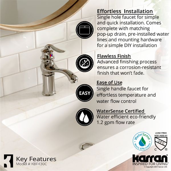 Dartford Single Hole Single Handle Bathroom Faucet with Matching Pop-up Drain In Chrome