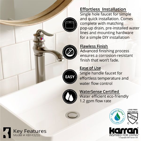 Dartford Single Hole Single Handle Bathroom Faucet with Matching Pop-up Drain In Stainless Steel
