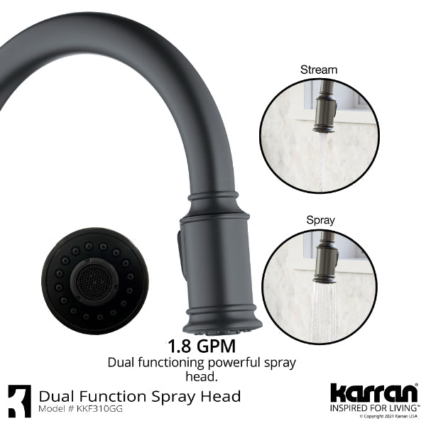 Auburn Single Hole Single Handle Pull-Down Sprayer Kitchen Faucet In Gunmetal Grey
