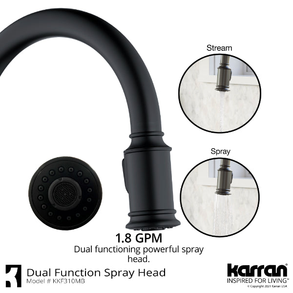 Auburn Single Hole Single Handle Pull-Down Sprayer Kitchen Faucet In Matte Black