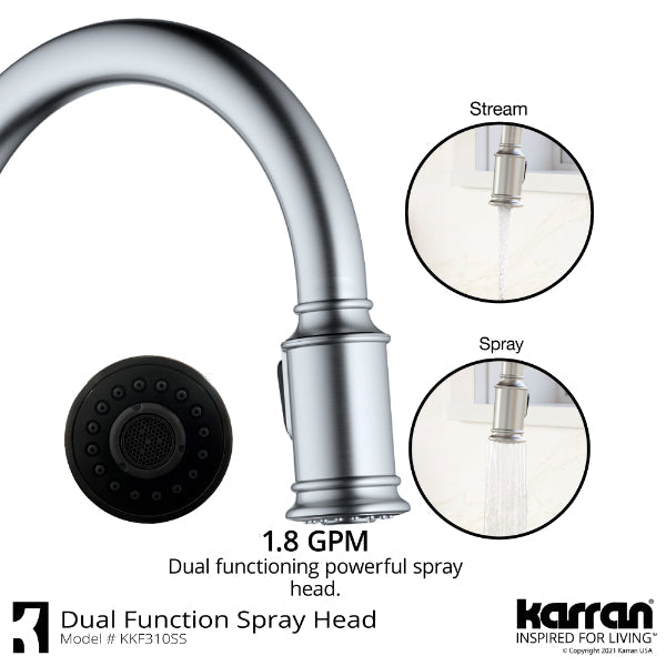 Auburn Single Hole Single Handle Pull-Down Sprayer Kitchen Faucet In Stainless Steel