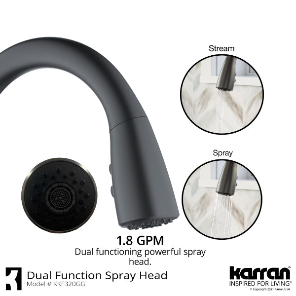 Kentland Single Hole Single Handle Pull-Down Sprayer Kitchen Faucet In Gunmetal Grey