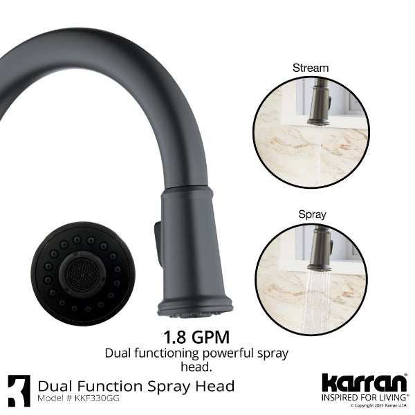 Elwood Single Hole Single Handle Pull-Down Sprayer Kitchen Faucet In Gunmetal Grey