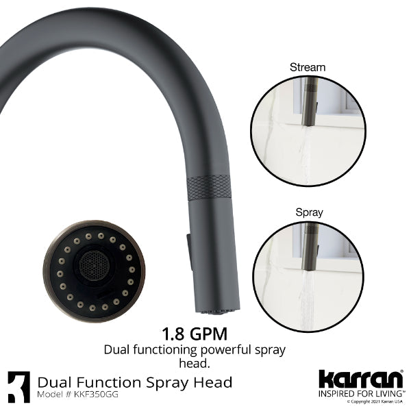 Lagrange Single Hole Single Handle Pull-Down Sprayer Kitchen Faucet In Gunmetal Grey