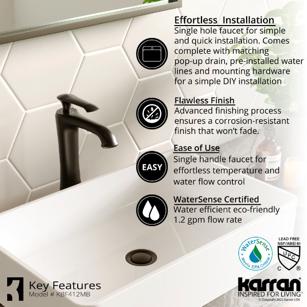 Woodburn Single Hole Single Handle Bathroom Faucet with Matching Pop-Up Drain In Matte Black