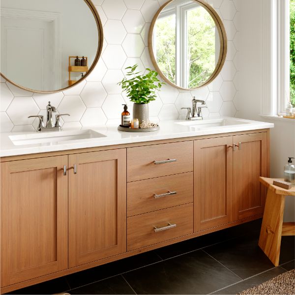 Woodburn Two-Hole 2-Handle Bathroom Faucet with Matching Pop-Up Drain In Chrome