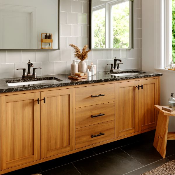 Woodburn Two-Hole 2-Handle Bathroom Faucet with Matching Pop-Up Drain In Oil-Rubbed Bronze