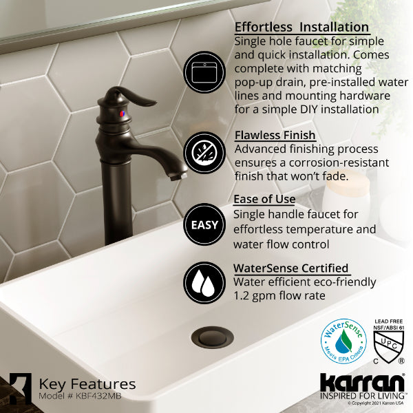 Dartford Single Hole Single Handle Bathroom Faucet with Matching Pop-up Drain In Matte Black
