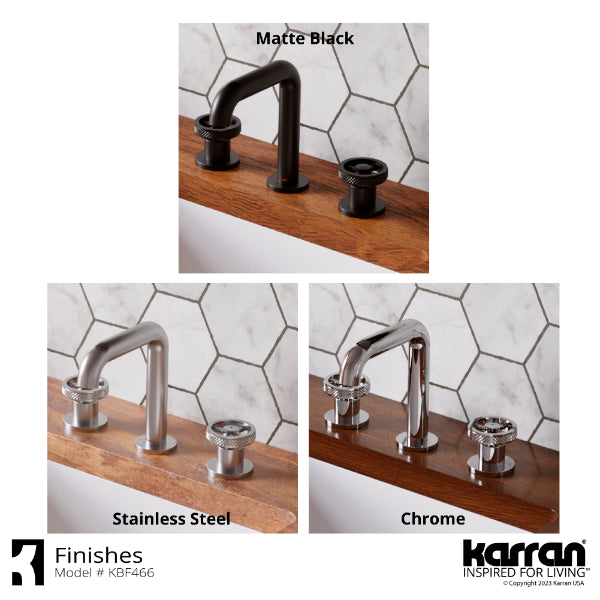 Tryst Widespread Three-Hole 2-Handle Bathroom Faucet with Matching Pop-up Drain In Stainless Steel