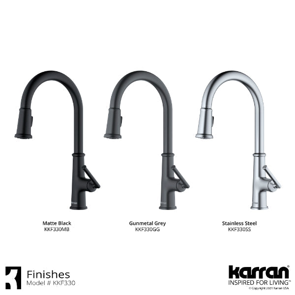 Elwood Single Hole Single Handle Pull-Down Sprayer Kitchen Faucet In Gunmetal Grey