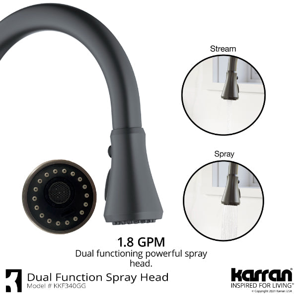 Kadoma Single Hole Single Handle Pull-Down Sprayer Sensor Kitchen Faucet In Gunmetal Grey
