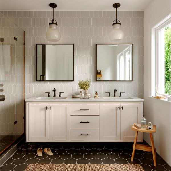 Woodburn Widespread Three-Hole 2-Handle Bathroom Faucet with Matching Pop-Up Drain In Oil-Rubbed Bronze
