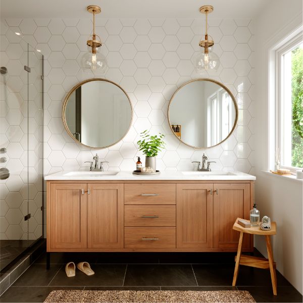 Woodburn Two-Hole 2-Handle Bathroom Faucet with Matching Pop-Up Drain In Chrome