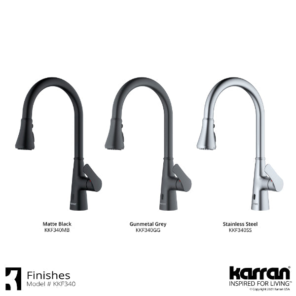 Kadoma Single Hole Single Handle Pull-Down Sprayer Sensor Kitchen Faucet In Gunmetal Grey