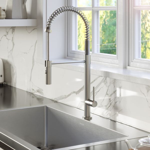 Bluffton Single Hole Single Handle Pull-Down Sprayer Kitchen Faucet In Stainless Steel