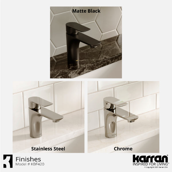 Kayes Single Hole Single Handle Bathroom Faucet with Matching Pop-up Drain In Matte Black