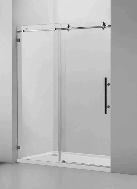 Frameless Shower Door (10mm) Tempered Glass 60"W x 76"H Brushed Nickel