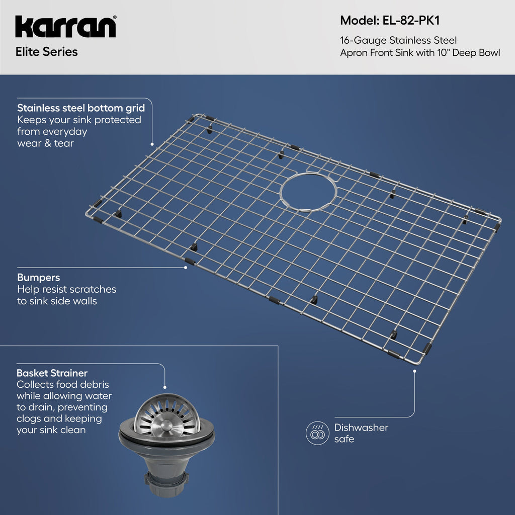 30" Farmhouse Large Single Bowl Stainless Steel Kitchen Sink Kit