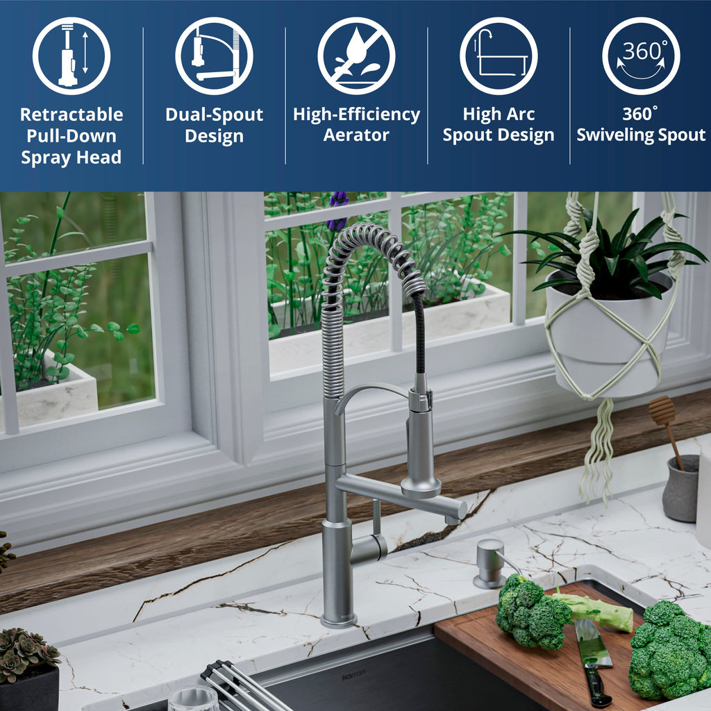 Adlington Single Hole Single Handle Pull-Down Sprayer Kitchen Faucet In Stainless Steel