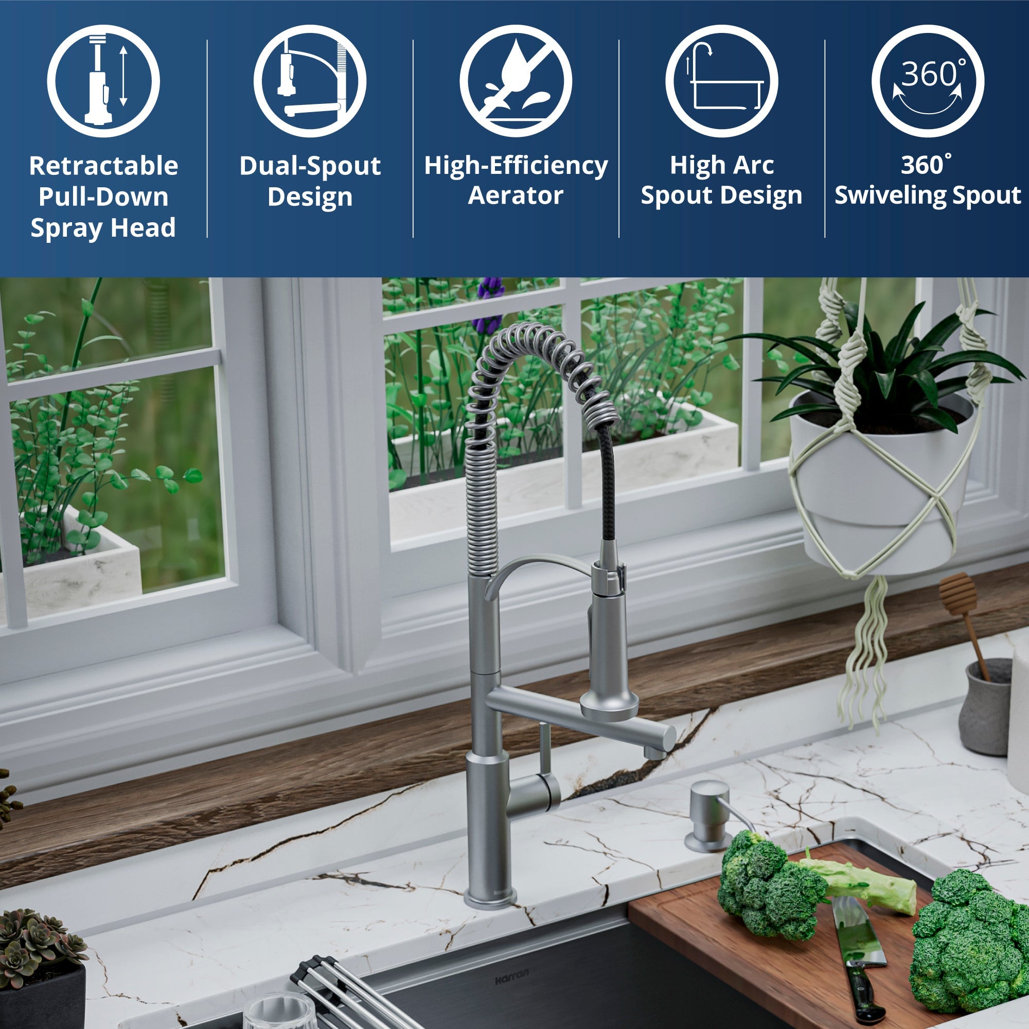Adlington Single Hole Single Handle Pull-Down Sprayer Kitchen Faucet In Stainless Steel